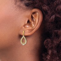 14K Yellow Gold 1 Carat Lab Grown Diamond VS SI+ G+ Teardrop Post Dangle Earrings view 3