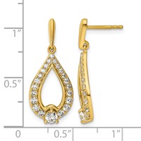 14K Yellow Gold 1 Carat Lab Grown Diamond VS SI+ G+ Teardrop Post Dangle Earrings view 4