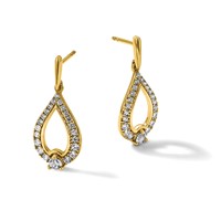 14K Yellow Gold 1 Carat Lab Grown Diamond VS SI+ G+ Teardrop Post Dangle Earrings view 5