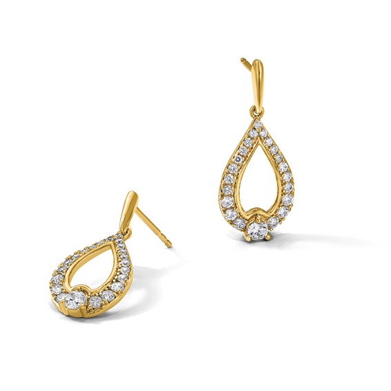 14k 1 carat Lab Grown Diamond VS/SI+ G+ Teardrop Post Dangle Earrings