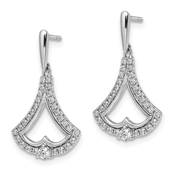 14k White Gold 1/2 carat Diamond Post Dangle Earrings
