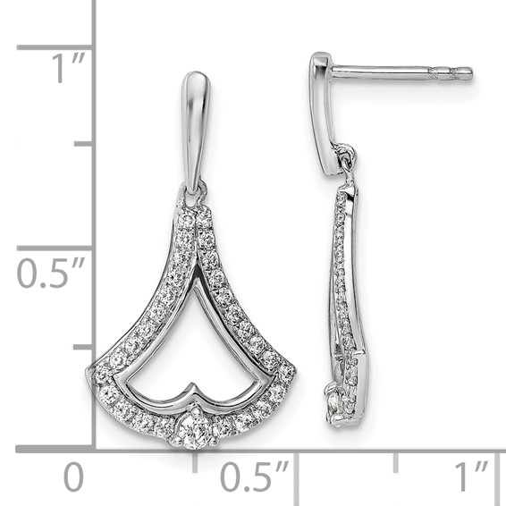 14k White Gold 1/2 carat Diamond Post Dangle Earrings