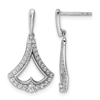 14k White Gold 1/2 carat Diamond Post Dangle Earrings