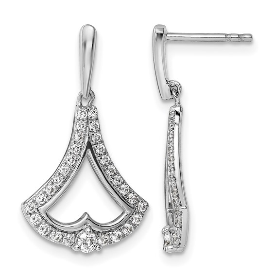 14k White Gold 1/2 carat Diamond Post Dangle Earrings