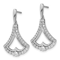 14K White Gold 1 Carat Lab Grown Diamond VS SI+ G+ Post Dangle Earrings view 2