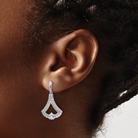 14K White Gold 1 Carat Lab Grown Diamond VS SI+ G+ Post Dangle Earrings view 3