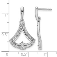 14K White Gold 1 Carat Lab Grown Diamond VS SI+ G+ Post Dangle Earrings view 4