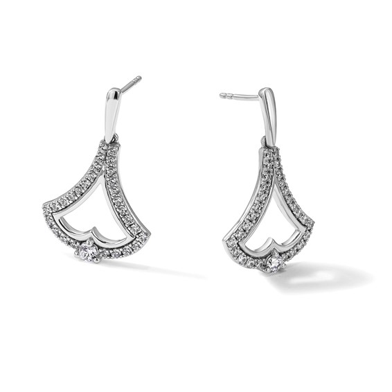 14k White Gold 1/2 carat Diamond Post Dangle Earrings