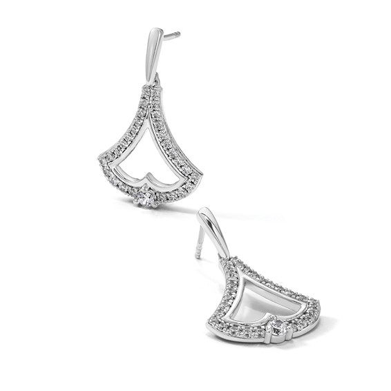 14k White Gold 1/2 carat Diamond Post Dangle Earrings