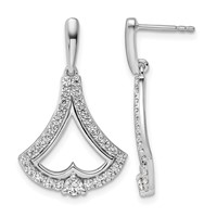 14K White Gold 1 Carat Lab Grown Diamond VS SI+ G+ Post Dangle Earrings view 1