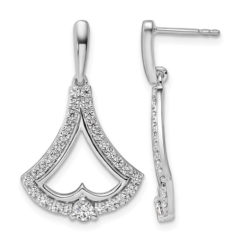 14K White Gold 1 Carat Lab Grown Diamond VS SI+ G+ Post Dangle Earrings
