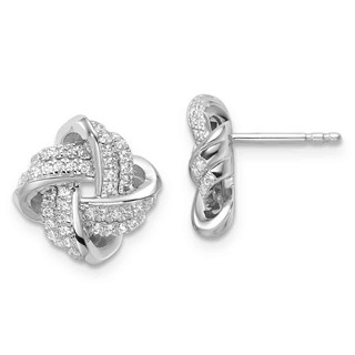 Sterling Silver CZ Love Knot Post Earrings