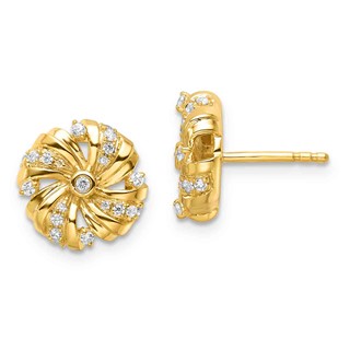 YG Sterling Silver CZ Love Knot Post Earrings