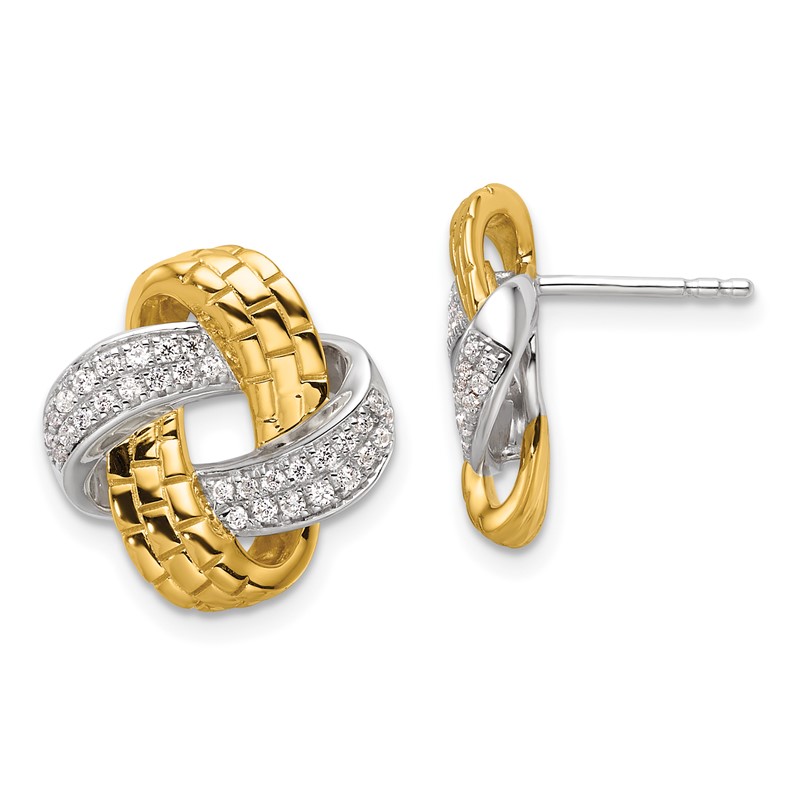 14k Two-Tone 1/3 carat Lab Grown Diamond VS/SI+ G+ Love Knot Post Earrings
