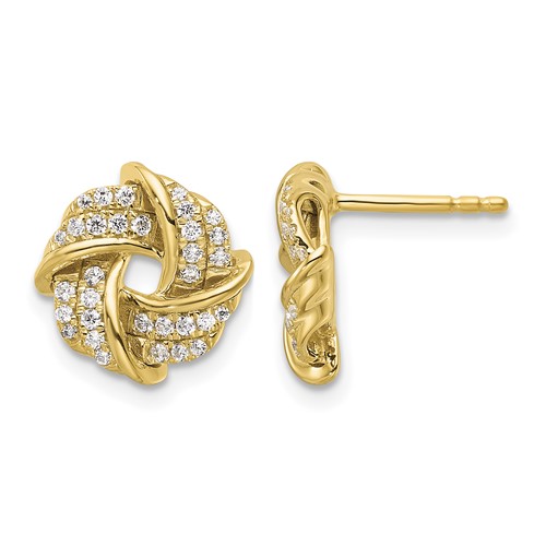14K Yellow Gold 0.33 Carat Lab Grown Diamond VS SI+ G+ Love Knot Post Earrings