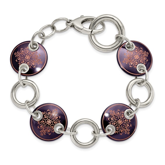 Edward Mirell Black Ti & Sterling Silver Anodized Copper Color Bracelet