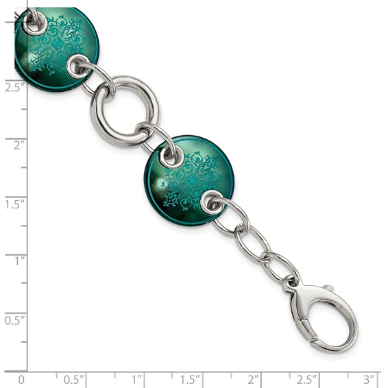 Edward Mirell Black Ti & Sterling Silver Anodized Teal Bracelet