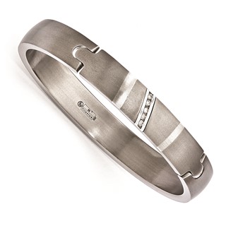Edward Mirell Titanium & Sterling Silver .10ctw Diamond Bangle
