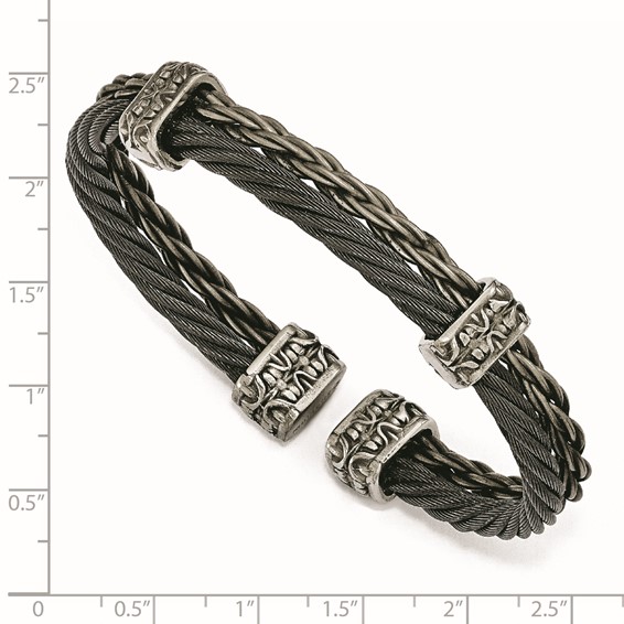 Edward Mirell Titanium Black Memory Cable & Black Titanium Cuff Bracelet