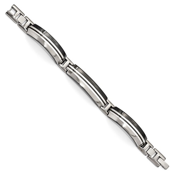 Edward Mirell Black Ti & Sterling Silver Polished Link Bracelet