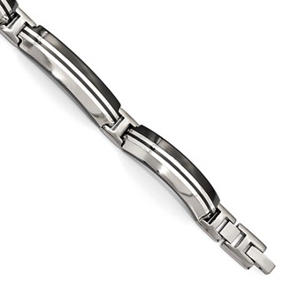 Edward Mirell Black Ti & Sterling Silver Polished Link Bracelet