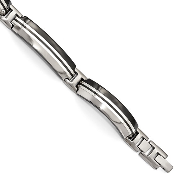 Edward Mirell Black Ti & Sterling Silver Polished Link Bracelet
