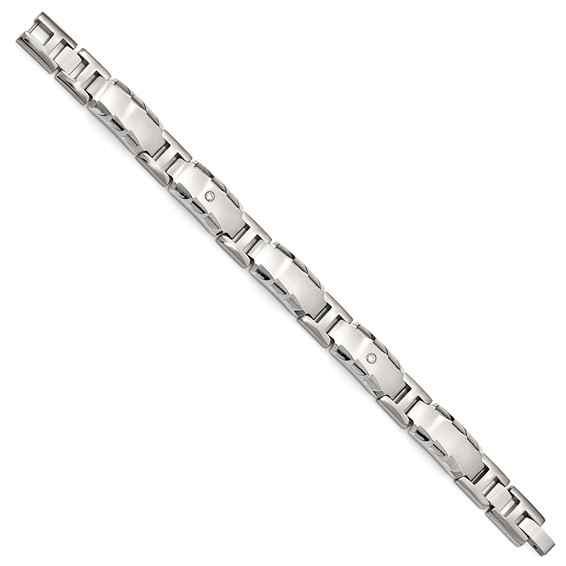 Edward Mirell Titanium Facet Edge .12ct Dia Brushed & Polished Link Bracele