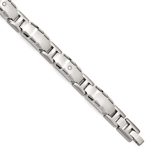 Edward Mirell Titanium Facet Edge .12ct Dia Brushed & Polished Link Bracele