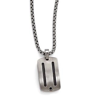 Edward Mirell Titanium Blk Cable & BlackSpinel w/Argentium SS Bezel Necklac