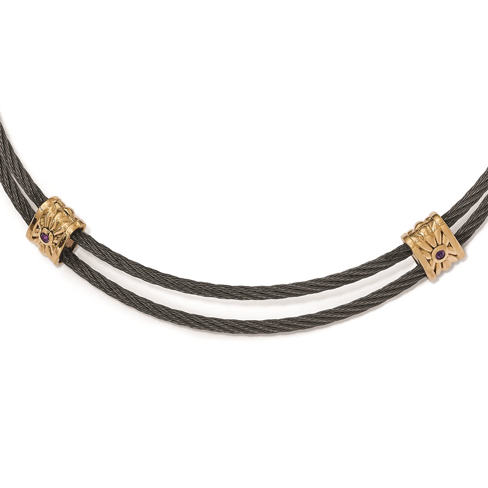 16" Edward Mirell Titanium & Bronze Amethyst Cable Necklace
