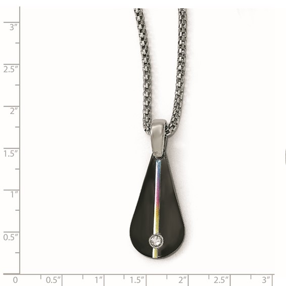 Edward Mirell Titanium Anodized Black Ti White Sapphire 2in ext Necklace