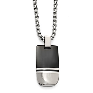 Edward Mirell Black Ti & Sterling Silver Polished Pendant Necklace