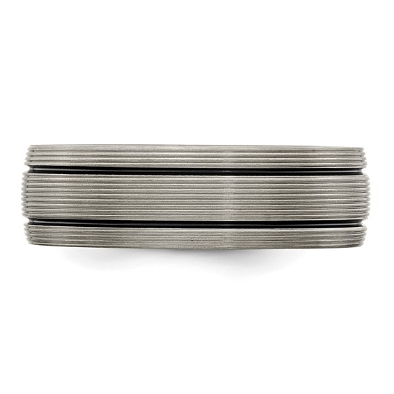 Edward Mirell Black Ti Grooves and Textured Lines 7mm Band