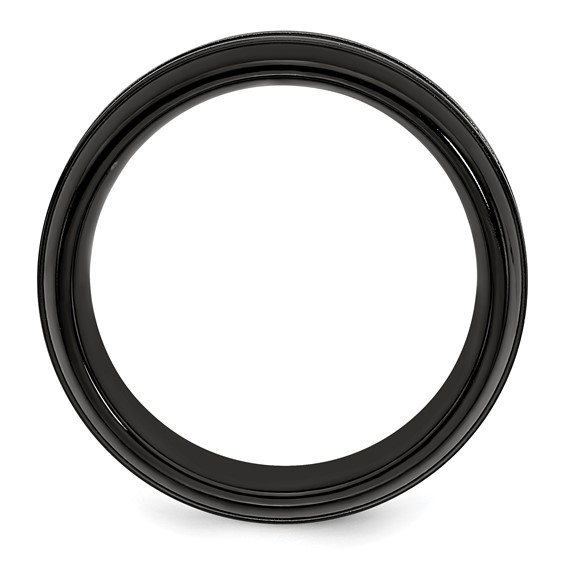 Edward Mirell Titanium Brushed/Polished/Grooved Black Ti 8mm Ring