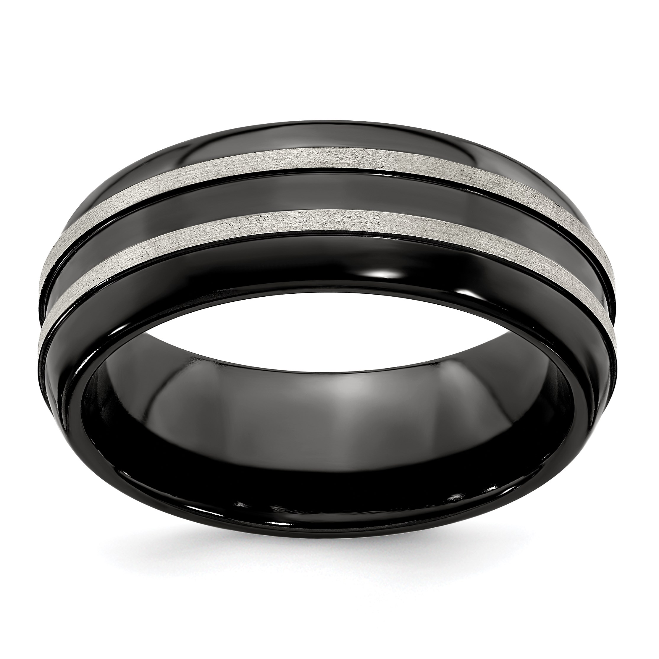 Mens Jewelry and Accessories Edward Mirell Titanium Faceted Edge Brushed & Polished 12mm Ring 