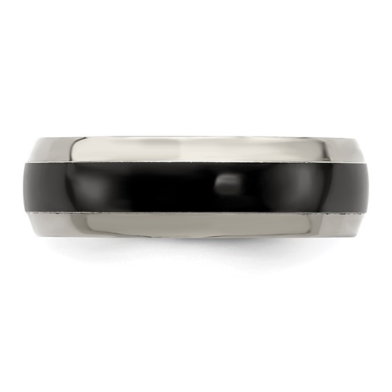 Edward Mirell Titanium Black Ti Polished Domed with Cut Edges 7mm Band