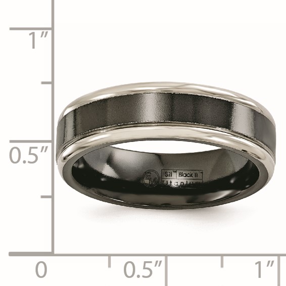 Edward Mirell Titanium Black Ti Grey Edges 7mm Band