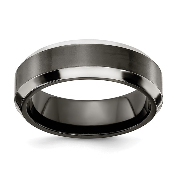 Edward Mirell Titanium Black Ti Grey Edges 7mm Band