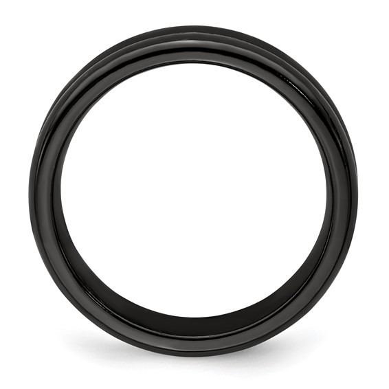 Edward Mirell Titanium Black Ti with Grooves 6mm Band