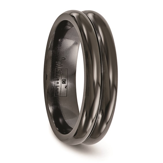 Edward Mirell Titanium Black Ti with Grooves 6mm Band