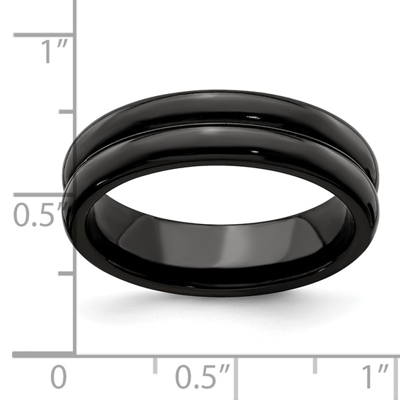 Edward Mirell Titanium Black Ti with Grooves 6mm Band