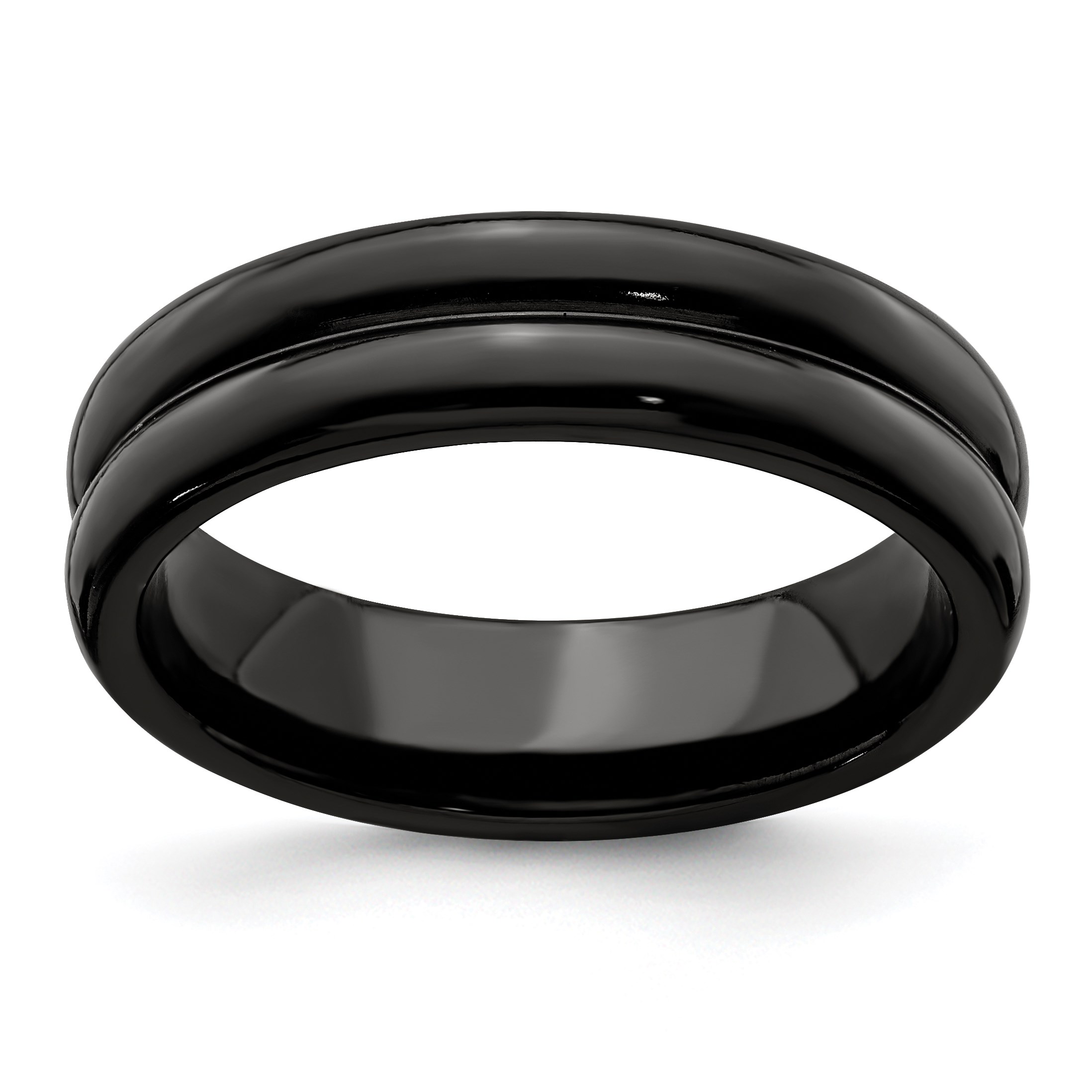 Black Ti Collection Black Titanium Triple Groove 4mm Domed Wedding Band 