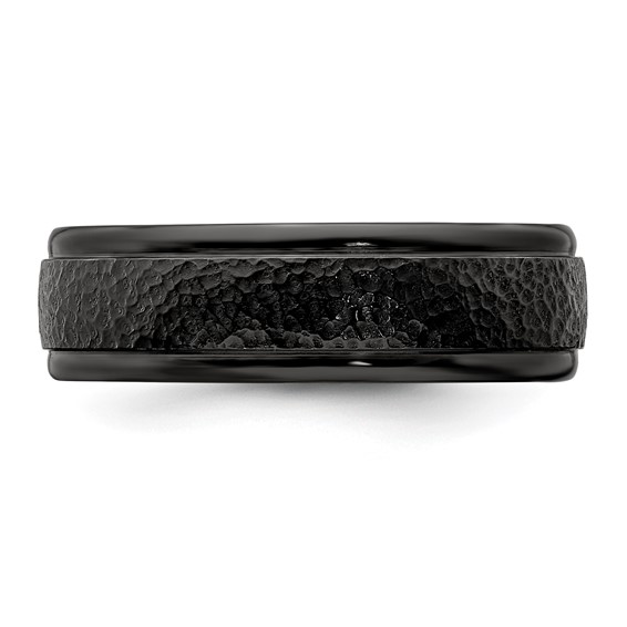 Edward Mirell Titanium Black Ti Hammered 7mm Band