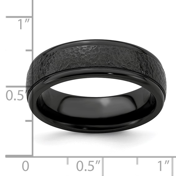 Edward Mirell Titanium Black Ti Hammered 7mm Band