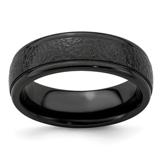 Edward Mirell Titanium Black Ti Hammered 7mm Band