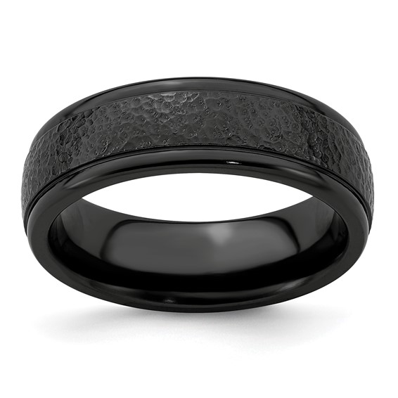 Edward Mirell Titanium Black Ti Hammered 7mm Band