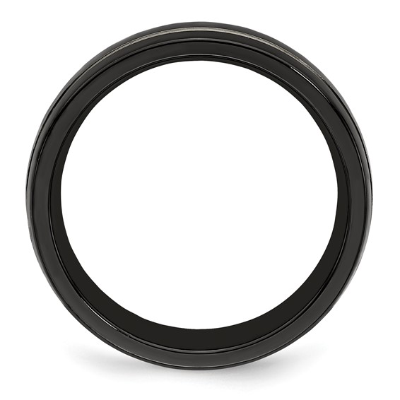 Edward Mirell Titanium Black Ti & Grey Grooved 7mm Band