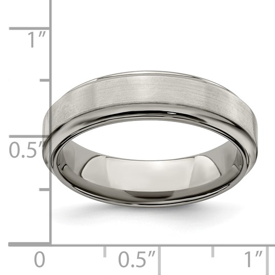 Edward Mirell Titanium Brushed & Polished Beveled 6mm Band