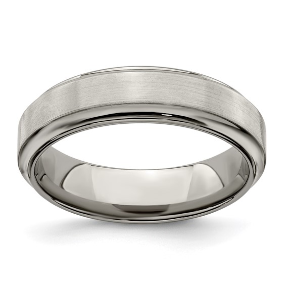 Edward Mirell Titanium Brushed & Polished Beveled 6mm Band