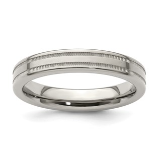 Edward Mirell Titanium Brushed/Polished Flat Milgrain 4mm Band Size 5
